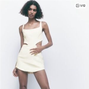 Zara Cream Cut Out Cream Mini Dress